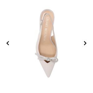 Stuart Weitzman Bow White Satin Slingback